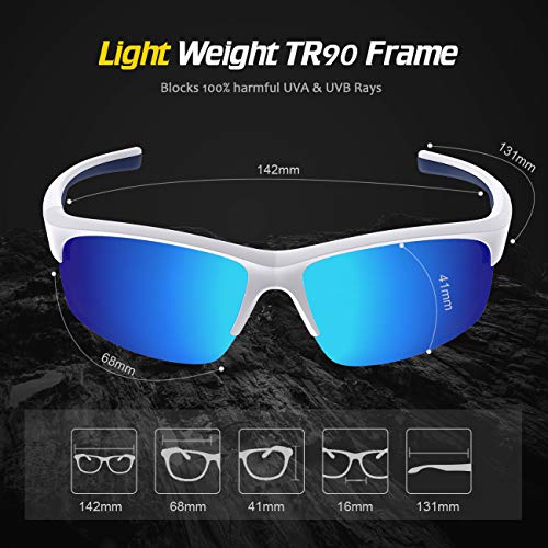 Avoalre Gafas de Sol Polarizadas Deportivas Gafas para Hombre y Mujer TR90 irrompible 100% Anti UVA y UVB, Super Cómodo para Ciclismo Pesca Correr Motocicleta Escalada, Azul