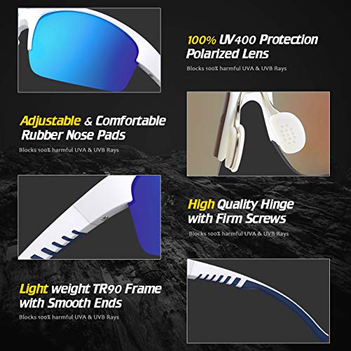 Avoalre Gafas de Sol Polarizadas Deportivas Gafas para Hombre y Mujer TR90 irrompible 100% Anti UVA y UVB, Super Cómodo para Ciclismo Pesca Correr Motocicleta Escalada, Azul