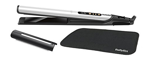 BaByliss ST455E Plancha de pelo con sensor digital, con función iónica para liso, color oro blanco