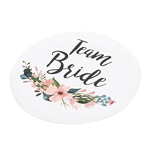 Bachelorette botones – unidades Equipo de "novia" Bridesmaid pins, novia fiesta botón de solapa pines, fiesta de compromiso suministros, color blanco, 8 único descripciones