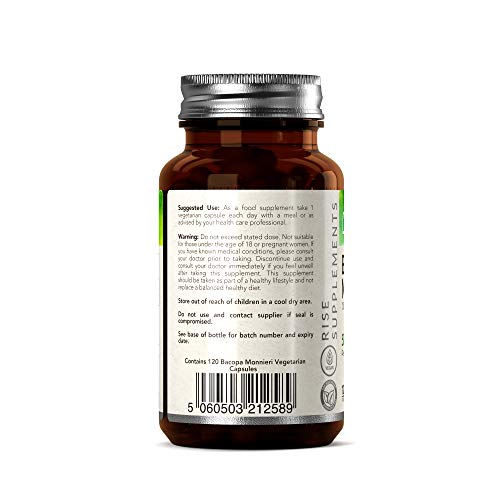 Bacopa Monnieri Cápsulas - 500 mg | Para Ayudar en el Aprendizaje y la Memoria | 120 Cápsulas Vegetarianas | SUMINISTRO DE HASTA 3 MESES