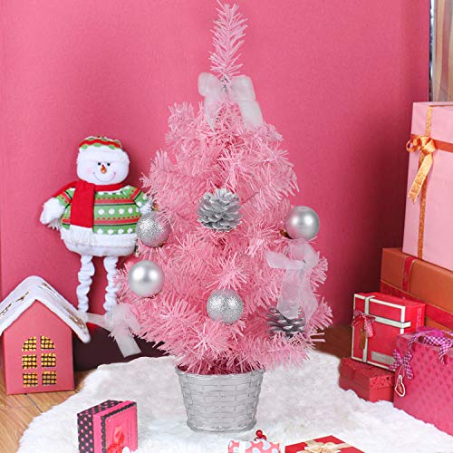 Bageek Mini Rosa Árbol de Navidad 17.7in Árbol de Navidad Creativo Artificial Miniatura Árbol de Navidad Ornamento de Mesa