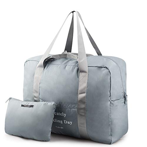 BAGZY Plegable Bolso de Viaje Bolsa de Mujere Hombre Gimnasio Bolsa Deportiva Mano de Viaje Cabina de Equipaje Bolso Holdall Bolsa Fines de Semana Organizador de Viajes Bolsa de Mami Tocador Gris