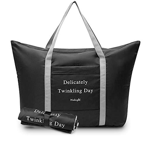 BAGZY Plegable Bolso de Viaje Grande Bolsa de Hombro de Gimnasio Bolsa Deportiva Mano Maleta de Viaje Weekend Cabina de Equipaje Bolso Holdall Bolsa Fines de Semana Equipaje Camping 35L Negro