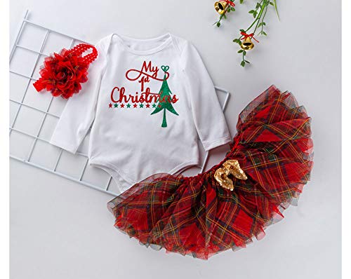 BAINA Bebé Niña Navidad Vestido 3PCS Set Manga Larga Fiesta Vestido Tutu con Bowknot Diadema Vestido de Navidad para bebé y niña 0-18 Meses