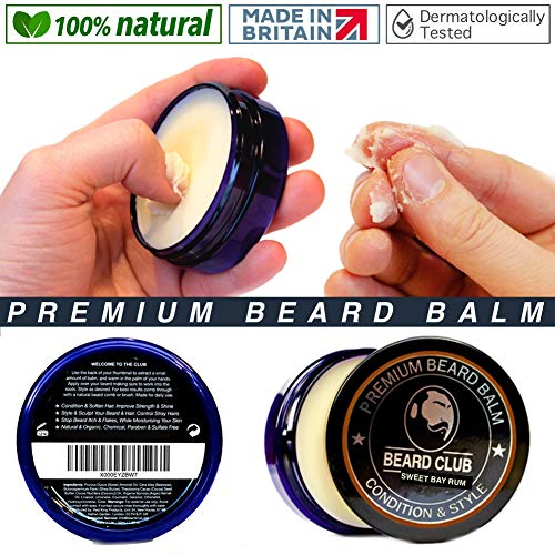 Bálsamo Barba Premium | Sweet Bay Rum | Beard Club | Los Mejores Barba de Loción Suavizante| Naturales y Orgánicos | Excelente Para el Cuidado del Cabello y el Crecimiento