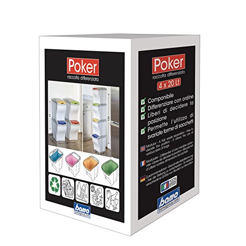 Bama Poker - Conjunto de 4 cubos modulares para la basura, 20 Litros