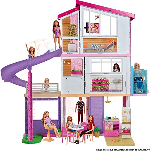 Barbie La Casa de Tus Sueños, con Elevador Nuevo, Casa de Muñecas con Accesorios (Mattel Gnh53)