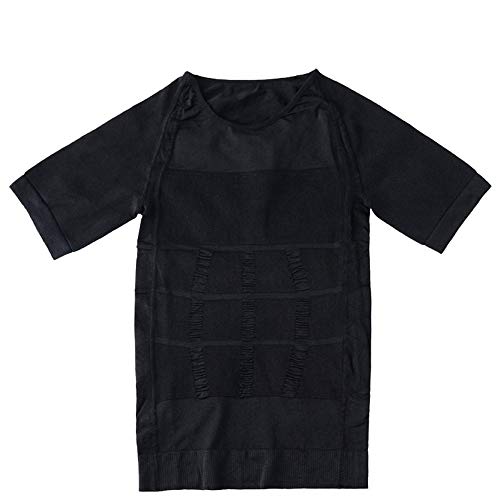 BaronHong Gynecomastia Compression Camiseta de Manga Corta para Ocultar Las Tetas de los Hombres Moobs adelgazantes Fajas para Hombre aplanar Todo el Abdomen (Negro, XL)