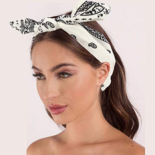 Bascolor Diademas Mujer Elástica Turbantes Flor impresión Diademas Deporte Nudo Banda para Cabello Yoga cabeza Wraps (6pcs nudo diademas)