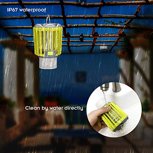 BASEIN Lámpara Antimosquitos, Lámpara Camping Antimosquitos, Lámpara de Asesino del Larvas Mosquito al Aire Libre Portátil 2 en 1 Noche Lámpara LED Zapper Mosquito Recargable Impermeable para Acampar