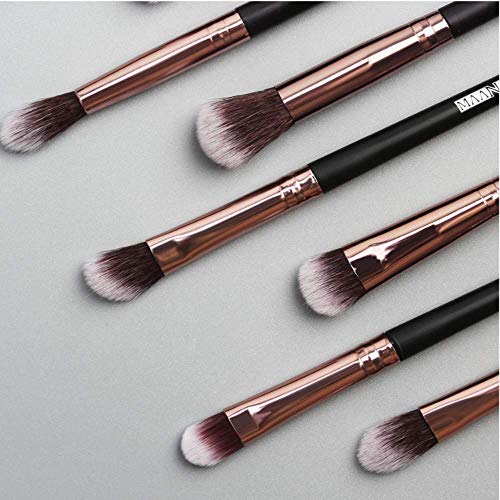 Beauty Make Up Brush Set 12 Piezas, Cepillo Cosmético, Hecho de Plástico y Cabello Sintético, para Cara y Ojos, Set Eyeliner Sombra de Ojos Blending Brush Tools Blusher Foundation Brush Kit Black