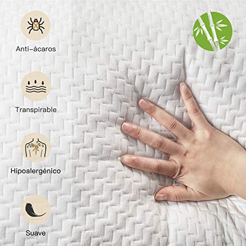 BedStory Almohadas Bambú 50x75 Almohada 2 Pack con Funda de Lavable Almohada Antiácaros con 80% de 3D Fibra + 20% de 7D Fibra de poliéster Relleno de Almohadas de Calidad Hotelera