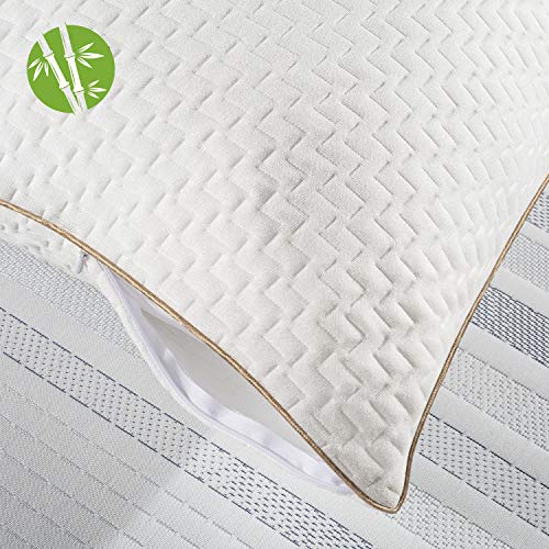 BedStory Almohadas Bambú 50x75 Almohada 2 Pack con Funda de Lavable Almohada Antiácaros con 80% de 3D Fibra + 20% de 7D Fibra de poliéster Relleno de Almohadas de Calidad Hotelera