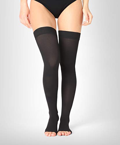 ®BeFit24 Medias de Compresión (23-32 mmHg, 120 Denieres, Clase 2) sin Puntera para Hombre y Mujer - Ideal para Embarazo, Varices y Circulación - [ Size 3 - Long: A - Negro ]