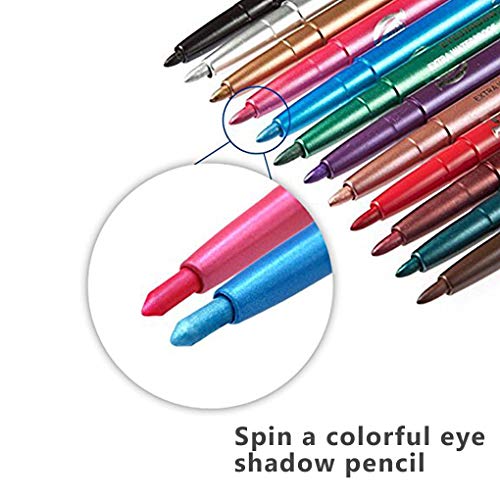 BeIilan 12 Colores/Set Delineador de Ojos automático telescópica rotación delineador de Ojos cosméticos rotación Delineador de Labios, Sombras de Ojos lápices cosméticos Pen Kit de Maquillaje