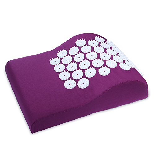 Belmalia Cojín de Acupresión para Cabeza y Nuca, Almohada, Cojín de Masaje, Cojín de Faquir, Cojín Relajante, MTC Violeta Morado