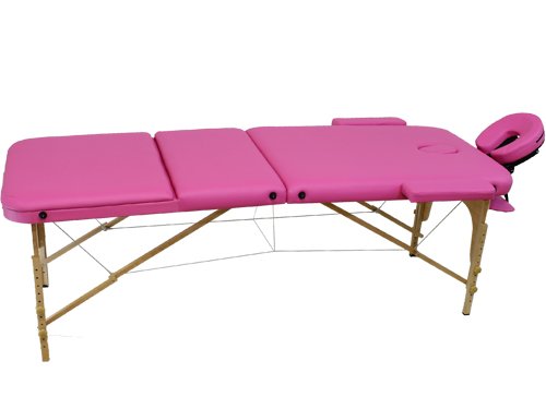 Beltom Camilla de Masaje 3 Zonas portatil 180 x 56 cm. - Pesa Solo 13.3 kg. y con Accesorios 14,5 kg. - Mesa Cama Banco Plegable Reiki Fsioterapeuta - Rosa