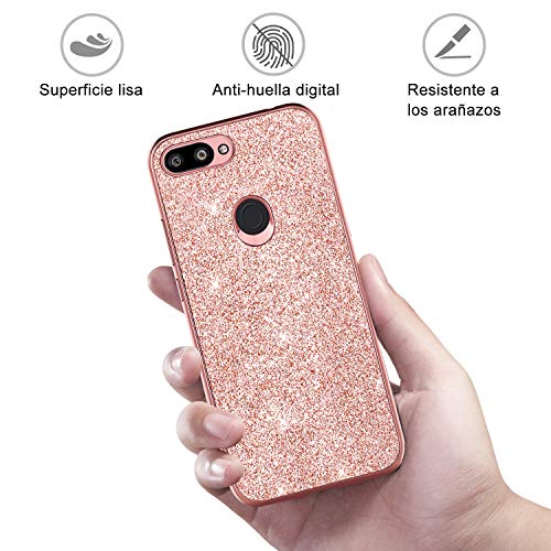 BENTOBEN Funda Xiaomi Mi 8 Lite, Carcasa Xiaomi 8 Lite Purpurina Cover Case Ultra Delgada Ligera Brillante Resistente Silicona PC Protectora Antigolpes Fundas para Xiaomi Mi 8 Lite 2018-Bling Oro Rosa