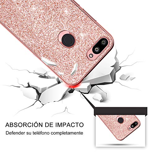 BENTOBEN Funda Xiaomi Mi 8 Lite, Carcasa Xiaomi 8 Lite Purpurina Cover Case Ultra Delgada Ligera Brillante Resistente Silicona PC Protectora Antigolpes Fundas para Xiaomi Mi 8 Lite 2018-Bling Oro Rosa