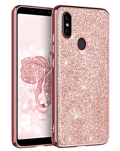 BENTOBEN Xiaomi Mi A2 Funda, Funda Xiaomi Mi 6X, Purpurina Carcasa Ultra Delgada Cover Brillante Resistente Silicona PC Protectora a Prueba de Golpes Fundas para Xiaomi Mi A2/6X 5.99'', Oro Rosa