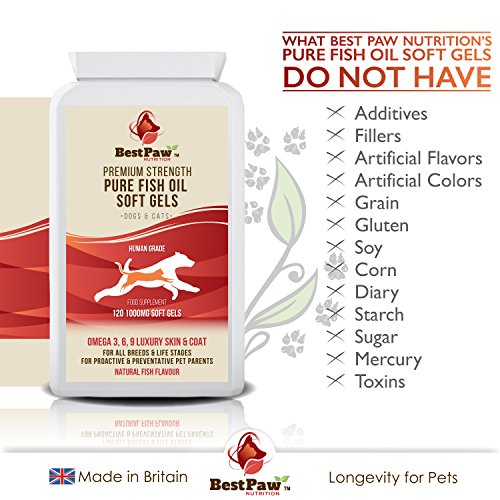 Best Paw Nutrition - Omega 3 6 9 cápsulas de Aceite de Pescado para Perros, Gatos y Mascotas - Premium 100% Natural Fish Oil Supplement For Dogs, Cats and Pets