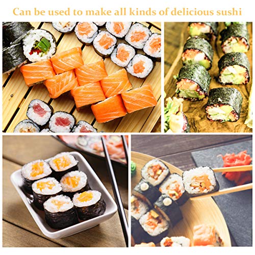 BESTONZON 15pcs kit de sushi de bambú que hace con 2 cintas de correr 5 pares de palillos de arroz paddle rice spreader