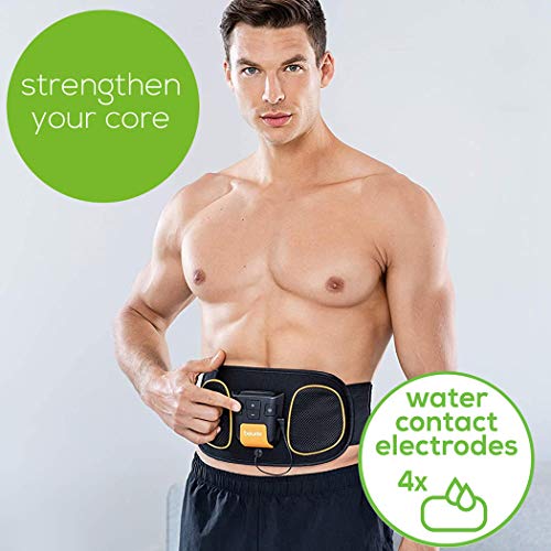 Beurer EM 32 Electroestimulador EMS Cinturón Abdominal,5 programas de entrenamiento, 2 electrodos agua sin necesidad de geles ni recambios, pantalla LCD, 75-140cm cintura