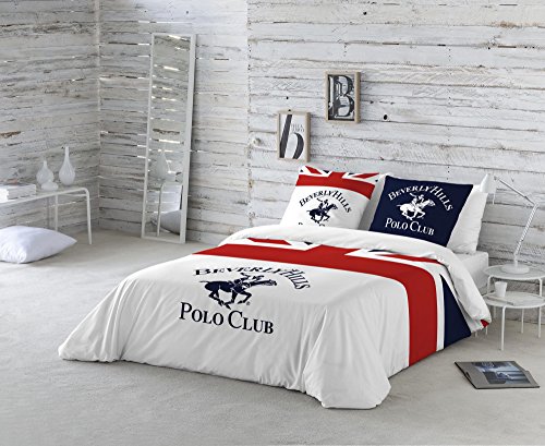 Beverly Hills Polo Club Madison Funda nórdica, Blanco, Rojo, Azul Marino, Cama 135