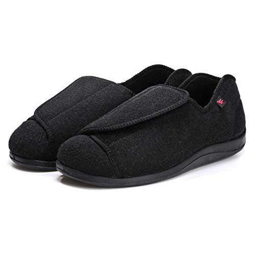 B/H Mujer Zapatillas Zapatos Diabeticos,Zapatos de podología para diabéticos, Pulgar en valgo, Desgaste por Edema en el pie -40_ Negro