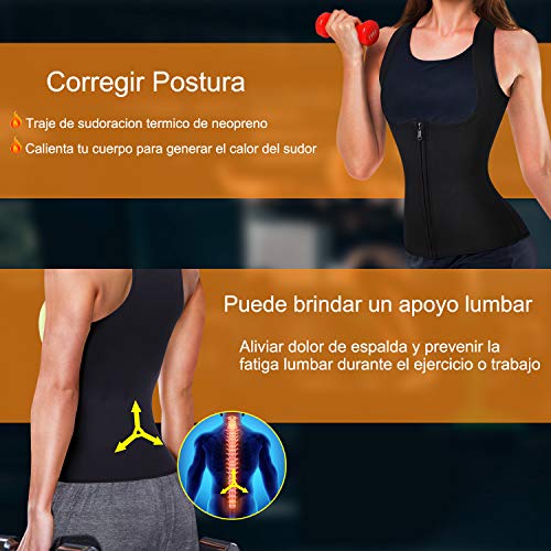 Bingrong Chaleco Neopreno Sauna Mujer Fajas Reductoras Adelgazantes Mujer Compresion para Adelgazante Sudoración para Deporte Fitness (Negro, XX-Large)