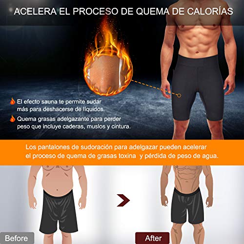 Bingrong Pantalones Cortos para Adelgazar Hombre Pantalón de Sudoración Adelgazar Pantalones de Neopreno para Ejercicio para Pérdida de Peso Deportivo (Negro, X-Large)