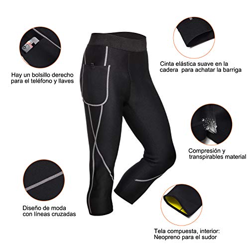 Bingrong Pantalones para Adelgazar Hombre Pantalón de Sudoración Adelgazar Pantalones de Neopreno para Ejercicio para Pérdida de Peso Deportivo (Negro, 3XL)