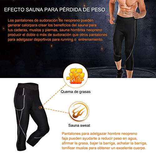 Bingrong Pantalones para Adelgazar Hombre Pantalón de Sudoración Adelgazar Pantalones de Neopreno para Ejercicio para Pérdida de Peso Deportivo (Negro, 3XL)