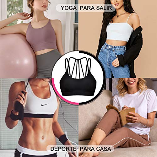 Bingrong Sujetador Deportivo de Entrenamiento Mujer Alto Impacto Yoga Fitness Running Camisetas sin Mangas Sin Costuras Acos Ropa Interior Almohadillas Extraíbles Bra Deporte Push Up (Negro, Small)