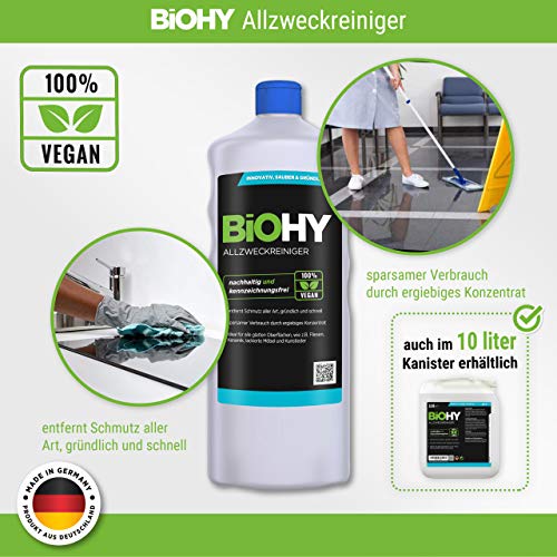 BiOHY Limpiador multiuso, Limpiador de alcohol, Limpiador universal (1 botella de 1 litro) | Limpiador Profesional de Mantenimiento - Producto de Limpieza ecológico (Allzweckreiniger)