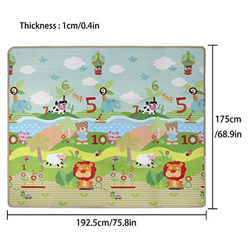 Blanketswarm Alfombrilla para niños de 12 a 36 Meses, no tóxica, 1 cm de Grosor, Doble Cara, Impermeable, de plástico LDPE, para niños pequeños, 200 x 180 cm, Extra Grande (A)