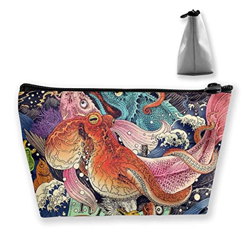 Bolsa de almacenamiento de cosméticos japoneses Undersea World Octopus Fish Art Cosméticos Bolsa de almacenamiento de maquillaje Organizador de artículos de tocador