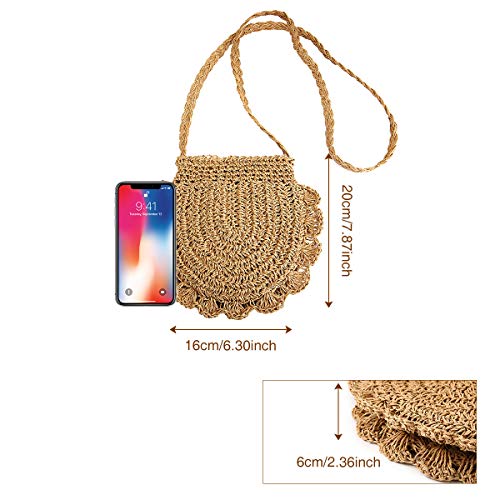 Bolsa de Bandolera de Paja, JOSEKO Mujeres Tejido Bolsa de Hombro Summer Beach Purse para el Uso Diario de Viajes