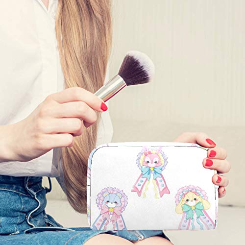 Bolsa de brochas de maquillaje personalizables, bolsas de aseo portátiles para mujer, organizador de viaje, falda de conejo.