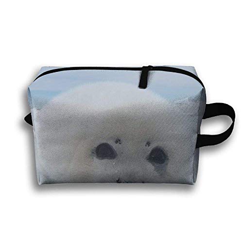 Bolsa de maquillaje portátil de viaje Harp Seal linda, bolsa de almacenamiento Bolsa de cosméticos cuadrada portátil de viaje para mujer