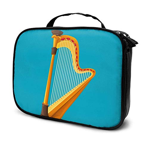 Bolsa de tocador cosmética portátil al Aire Libre Harp, Bolsa de Maquillaje con Cremallera Harp, Bolsa de Equipaje, Bolsa de Almacenamiento Impermeable para Artistas