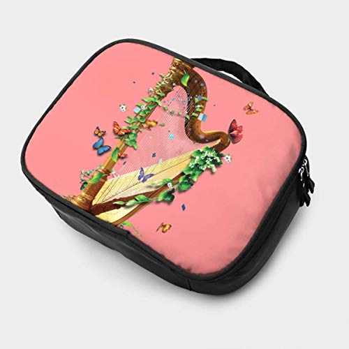 Bolsa de tocador cosmética portátil al Aire Libre Harp, Bolsa de Maquillaje con Cremallera Harp, Bolsa de Equipaje, Bolsa de Almacenamiento Impermeable para Artistas