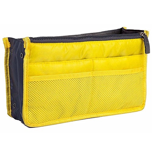 Bolsa Organizador de Viaje para Maquillaje, Cosméticos, Artículos de Higiene Personal, Lencería o Más. Talla Mediana. (Amarillo)