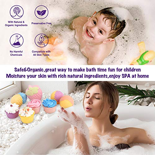 Bombas de Baño, 8x Bolas de Baño Orgánica y Vegana para Cuidado Hidratante de La Piel, Aromaterapia con Aceites Esenciales, Sales de Baño, SPA Cuerpo de Relajante, Mejor Regalo para Mujeres y Niños