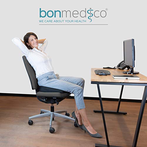 Bonmedico Cojín Wedge, Almohada Ergonómica para Asiento, Cojín Ergonómico con Forma de Cuña, Ideal como Cojín de Silla en la Oficina y Asiento en el Coche, Camión, Autobús y Viajes