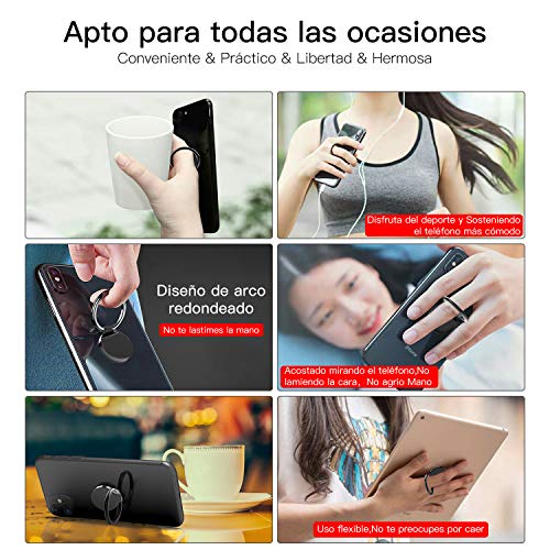 Bonslan Anillo Soporte Móvil,Titular teléfono Anillo Soporte para Movil 360° rotación,Soporte Teléfono,Ring Stand Holder para iPhone Tablet y Smartphone Universal -Negro