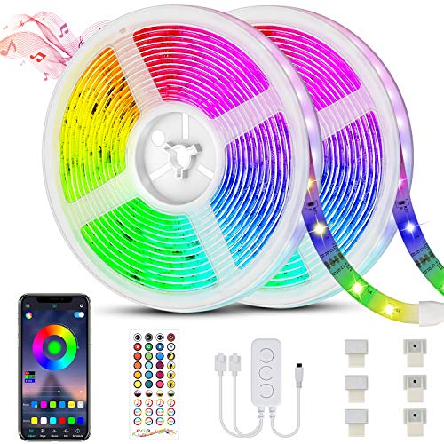 Bonve Pet 20M Tiras LED RGB 5050, Bluetooth Musical Tiras LED 600 LEDs Tiras de Luces LED Iluminación, Control de APP y Remoto Control de 40 Teclas, 16 Millones de Colores, Modo de Horario