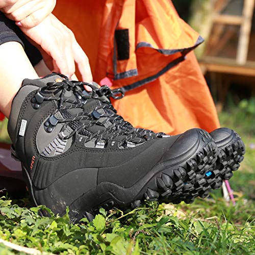 Botas de Senderismo Mujer,XPETI Trekking Impermeables Zapatos Montaña Alpinismo Escalada al Aire Libre Zapatillas Trail Calzado Altas Invierno Bajas Seguridad Negro 37.5