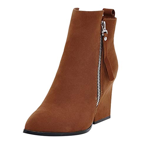 Botas para Mujer Invierno Tacón Ancho Alto PAOLIAN Botines Biker Tobillo Mujer Cuña Otoño Botas Cortas Piel Sintético con Cremallera Zapatos Mujer Vestir Terciopelo Fiesta Elegantes